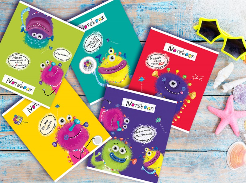 Тетрадь А5 48л клетка ПЗБМ НЛОшки ассорти, арт. 028671