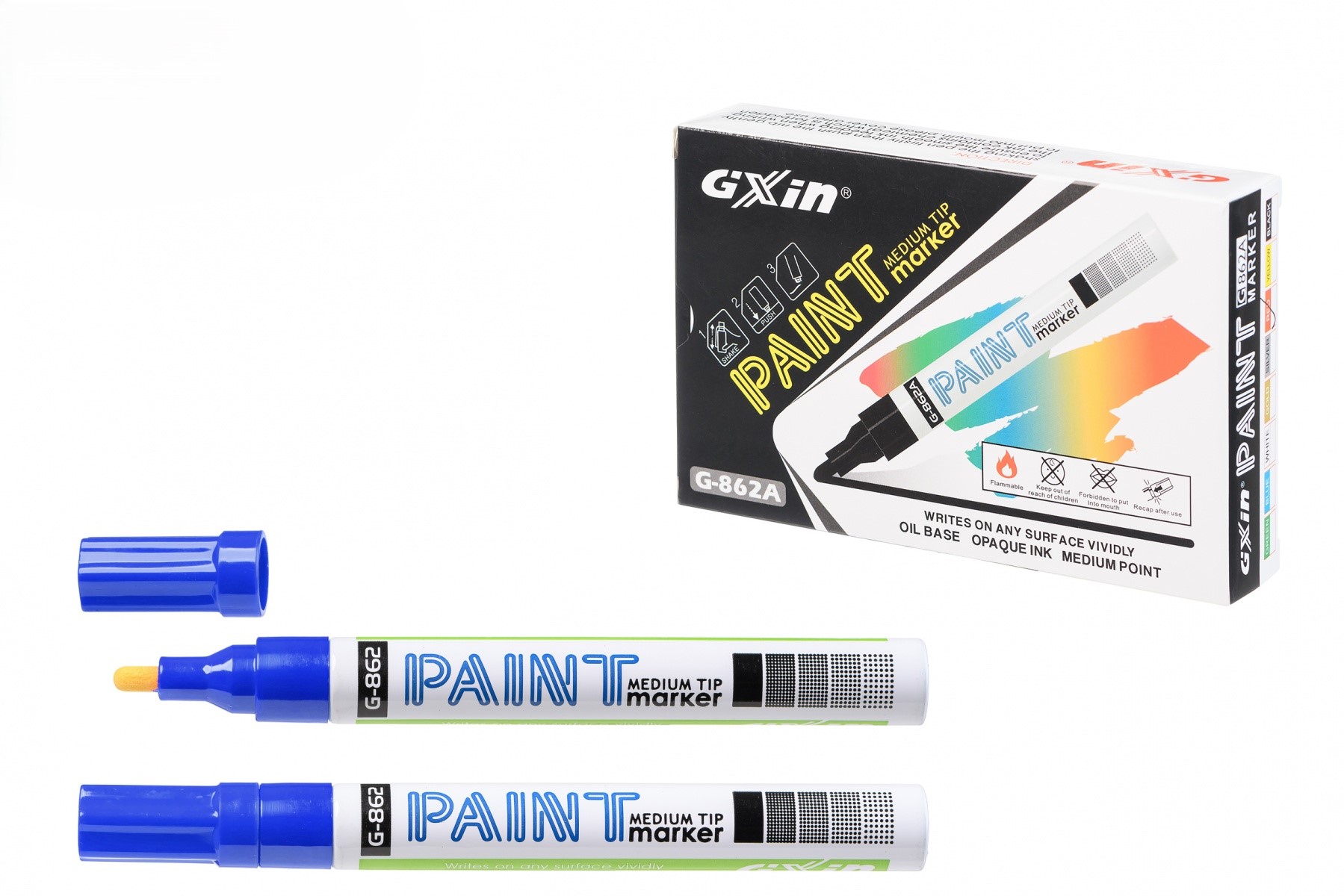 Маркер перманентный для CD-DVD черный 0,5-1мм MC BASIR двухсторонний, арт. HD120/WH-2001