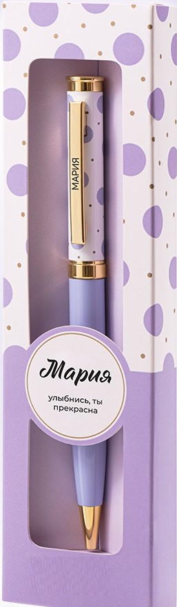 Ручка подарочная шариковая синяя BE HAPPY Акцент Мария поворотный механизм, арт. 65