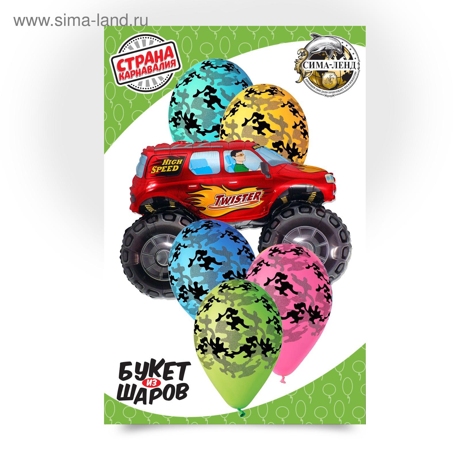 Букет из шаров Красный внедорожник СТРАНА КАРНАВАЛИЯ фольга/латекс 6шт/уп, арт. 5370610