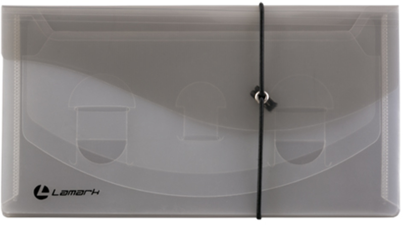 Папка классификатор 4отделения мини LAMARK на резинке прозрачная черная, арт. TF0405-BK