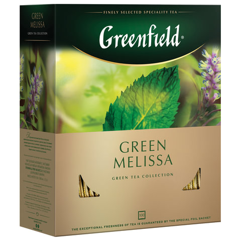 Чай зеленый GREENFIELD Green Мелиса/Мята 100пак, арт. 620220/4756