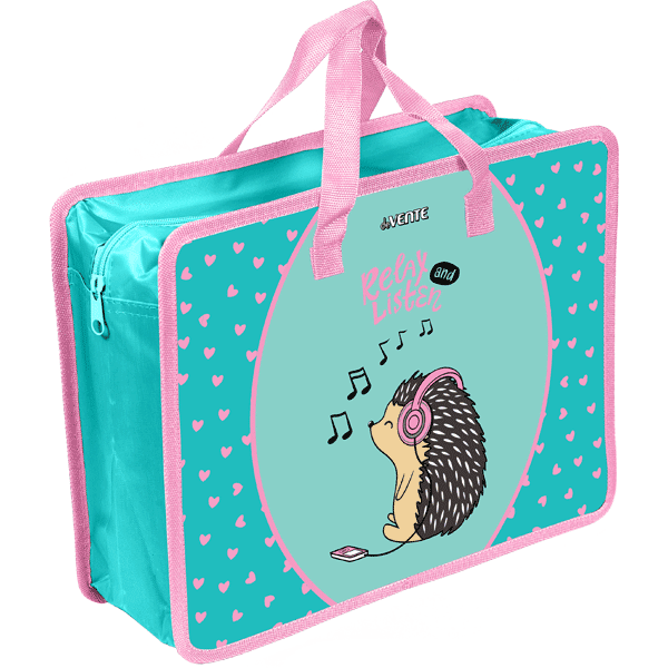 Папка для тетрадей А4 на молнии c ручками deVENTE Music Hedgehog дно с расширением до 10см, арт. 8054257