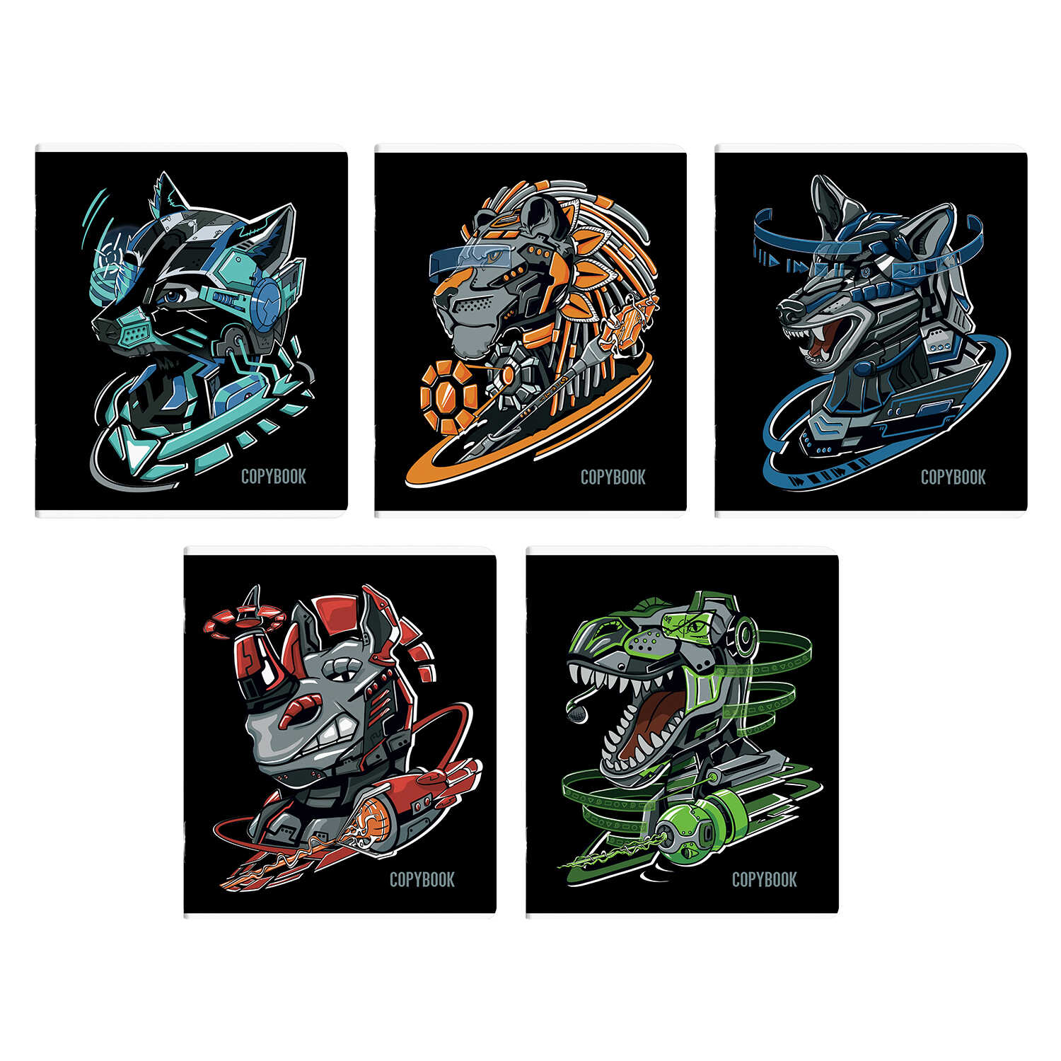 Тетрадь А5 48л клетка ФЕНИКС Кибер животные ассорти, арт. 59105