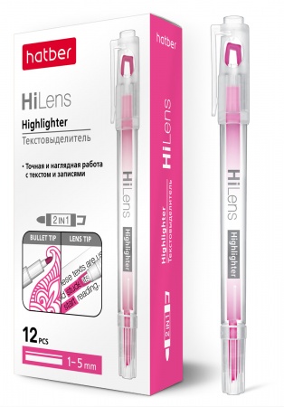 Маркер текстовой розовый 5мм ХАТБЕР Hi-Lens двухсторонний, арт. HL_060860