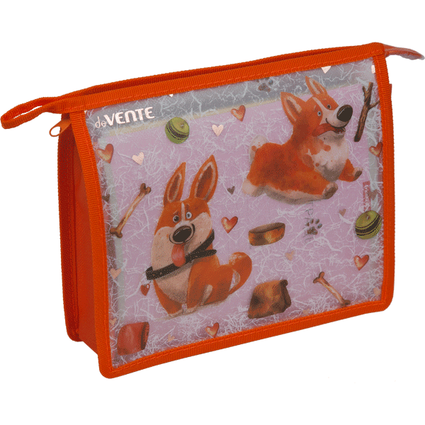 Папка для тетрадей А5 на молнии 1 отделение deVENTE Corgi дно с расширением до 8см, арт. 8056221