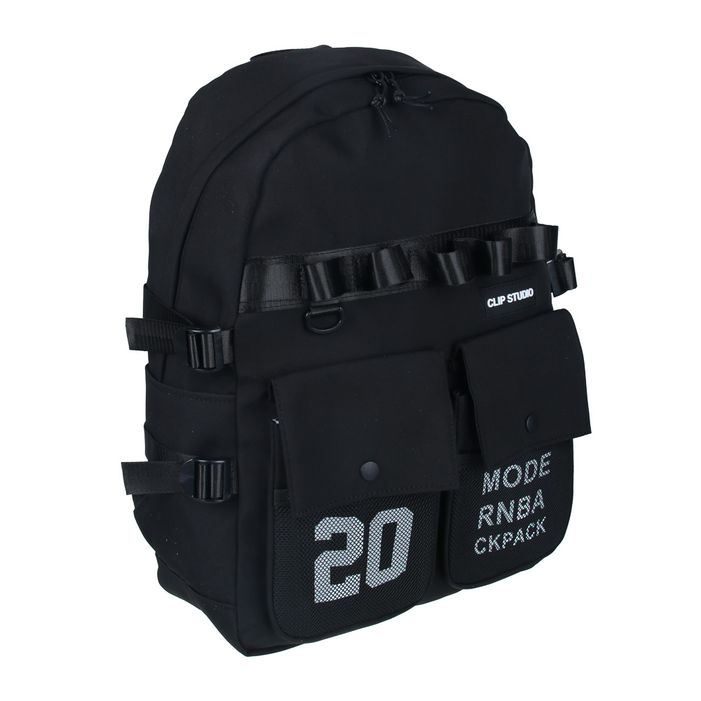 Рюкзак подростковый CLIP STUDIO черный поясная сумка мягкий уплотненная спинка, арт. 254-725