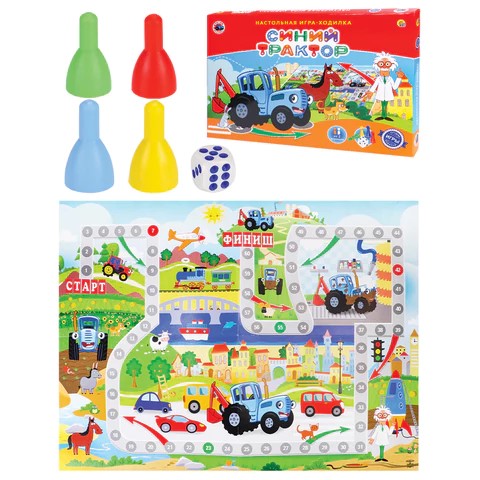 Игра-ходилка с фишками ПРОФ-ПРЕСС Синий трактор, арт. 666295/ИН-6130