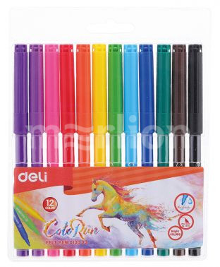 Фломастеры 12цветов DELI ColoRun смываемые, арт. EC10003