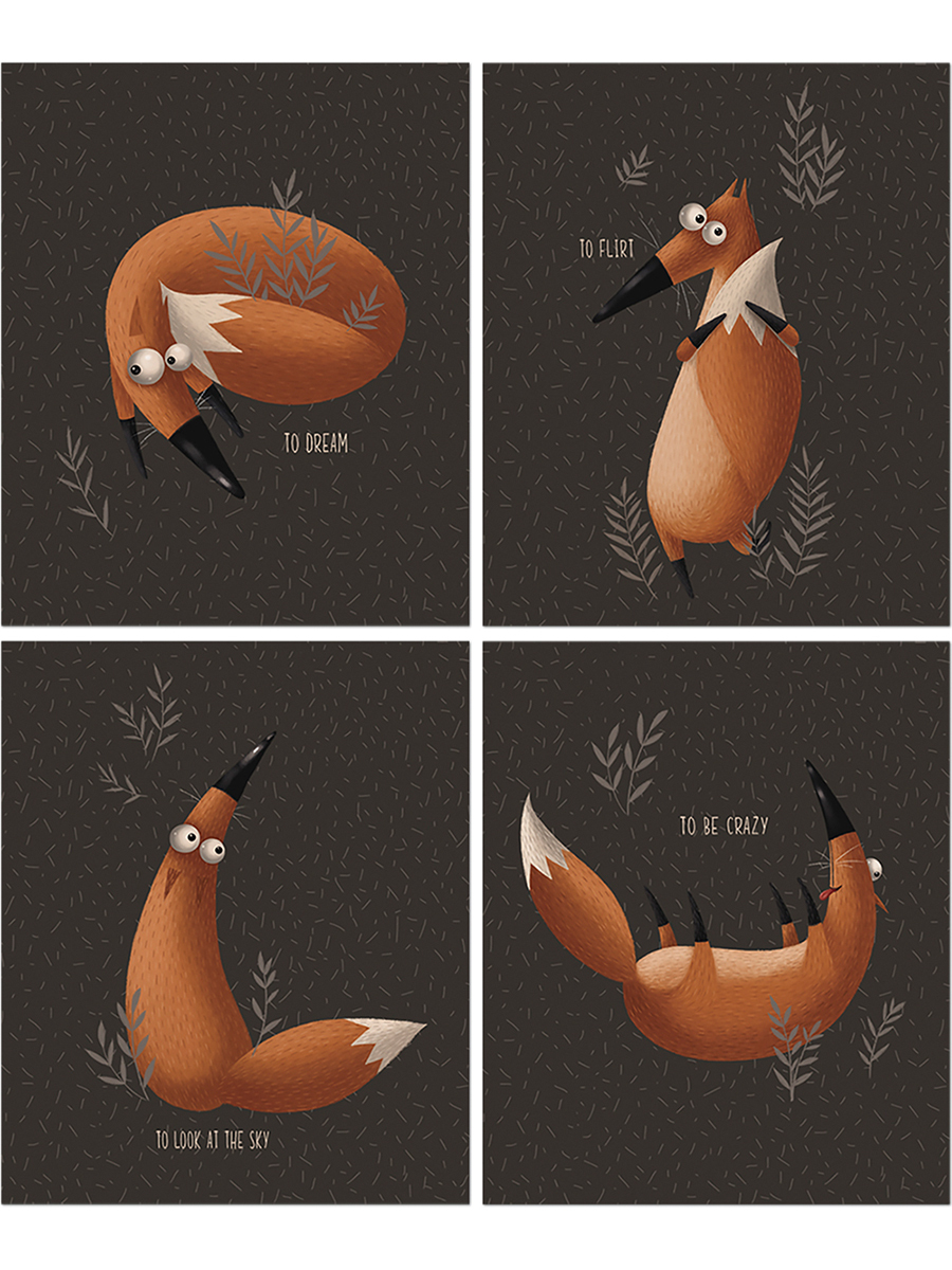 Тетрадь А5 48л клетка ПОЛИНОМ Лисоньки ассорти, арт. 2801