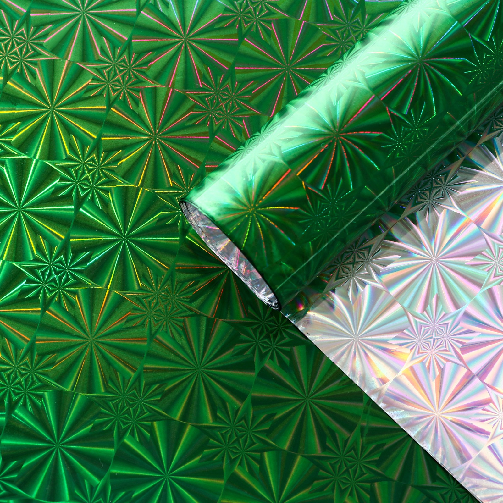 Бумага упаковочная 70*100 голография UPAK LAND зеленая, арт. 1112807