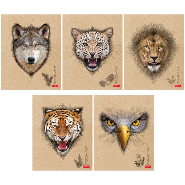 Тетрадь А5 96л клетка ХАТБЕР Взгляд крафт обложка ассорти, арт. 96Т5В1