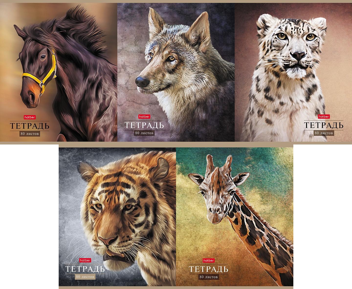 Тетрадь А5 80л линия ХАТБЕР Дикий мир ассорти, арт. 80Т5В2 