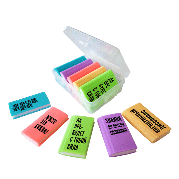 Ластик deVENTE 42*25*7 Books ассорти 5шт/упак в боксе, арт. 8030308