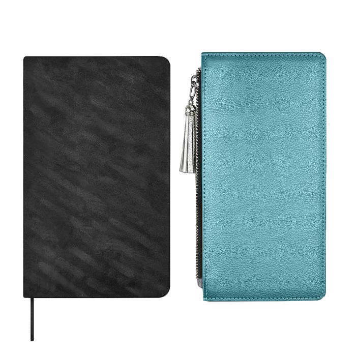 Ежедневник недатированный А5 ФЕНИКС Escalada Спилок искусственная кожа съемный пенал серый, арт. 52425