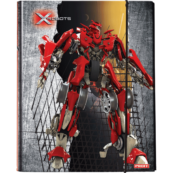 Папка-короб для тетрадей А5 на резинке PROFF X-Robots , арт. XR12-EBF