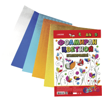 Фоамиран цветной металлизированный А4 5цв 5л 2мм deVENTE, арт. 8013807