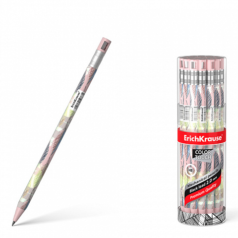 Карандаш автоматический с точилкой 2,0мм ERICH KRAUSE ColorTouch Flora корпус soft-touch, арт. 50763