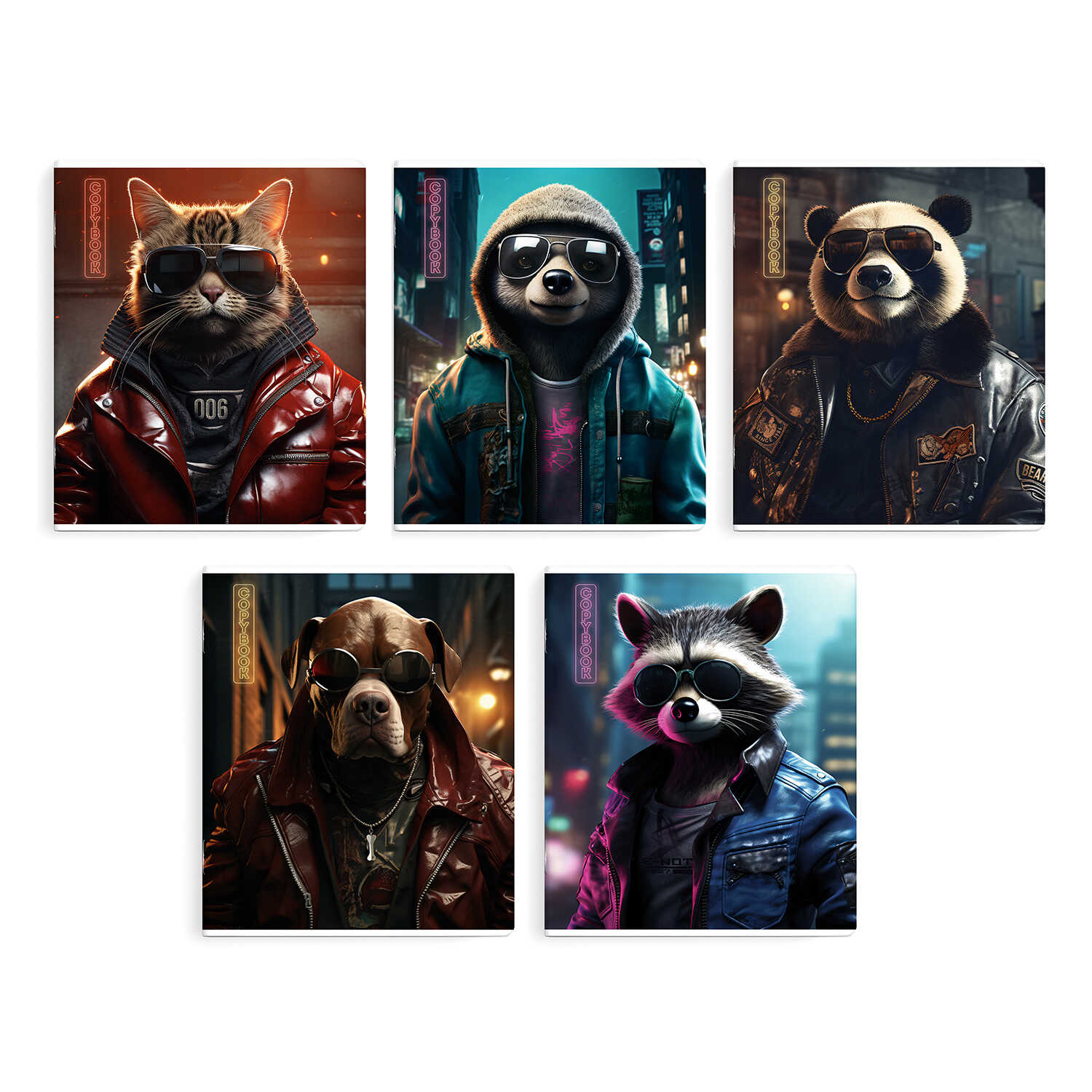 Тетрадь А5 48л клетка ФЕНИКС Крутые звери ассорти, арт. 66718