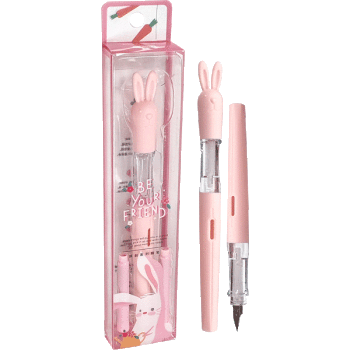 Ручка перьевая deVENTE Зайка корпус розовый+2 картриджа синие , арт. 5100001