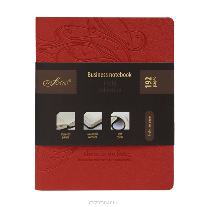 Тетрадь Бизнес А5 192листа клетка Fiore IN FOLIO красная, арт. I034/red