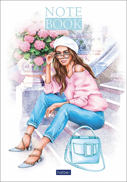 Блокнот А5 40л клетка склейка ХАТБЕР Premium Мир твоими глазами ассорти, арт. 40Б5лA1к