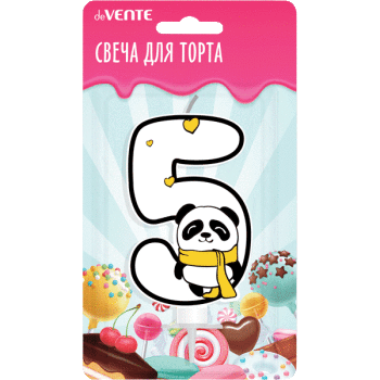 Свеча Цифра 5 deVENTE Панда, арт. 9060116