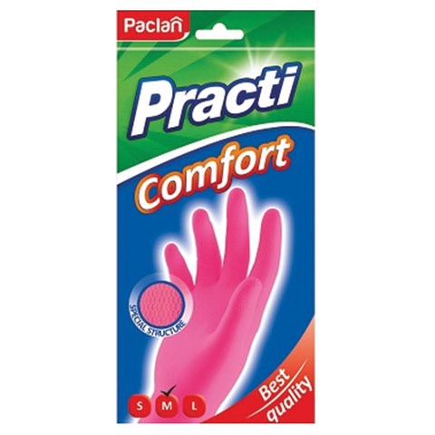 Перчатки латексные PACLAN Practi Comfort размер M с х/б напылением, арт. 407271/17704/606354