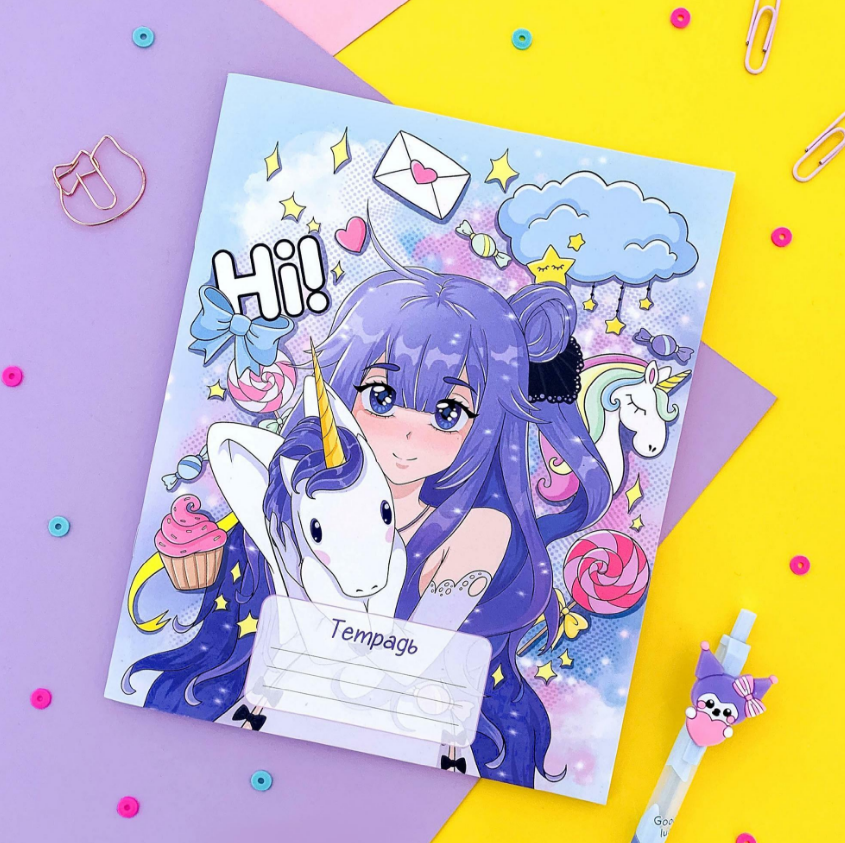 Тетрадь А5 18л кл SWEETCAT Девочка, единорог и слад, арт. ТМ-ТР-33