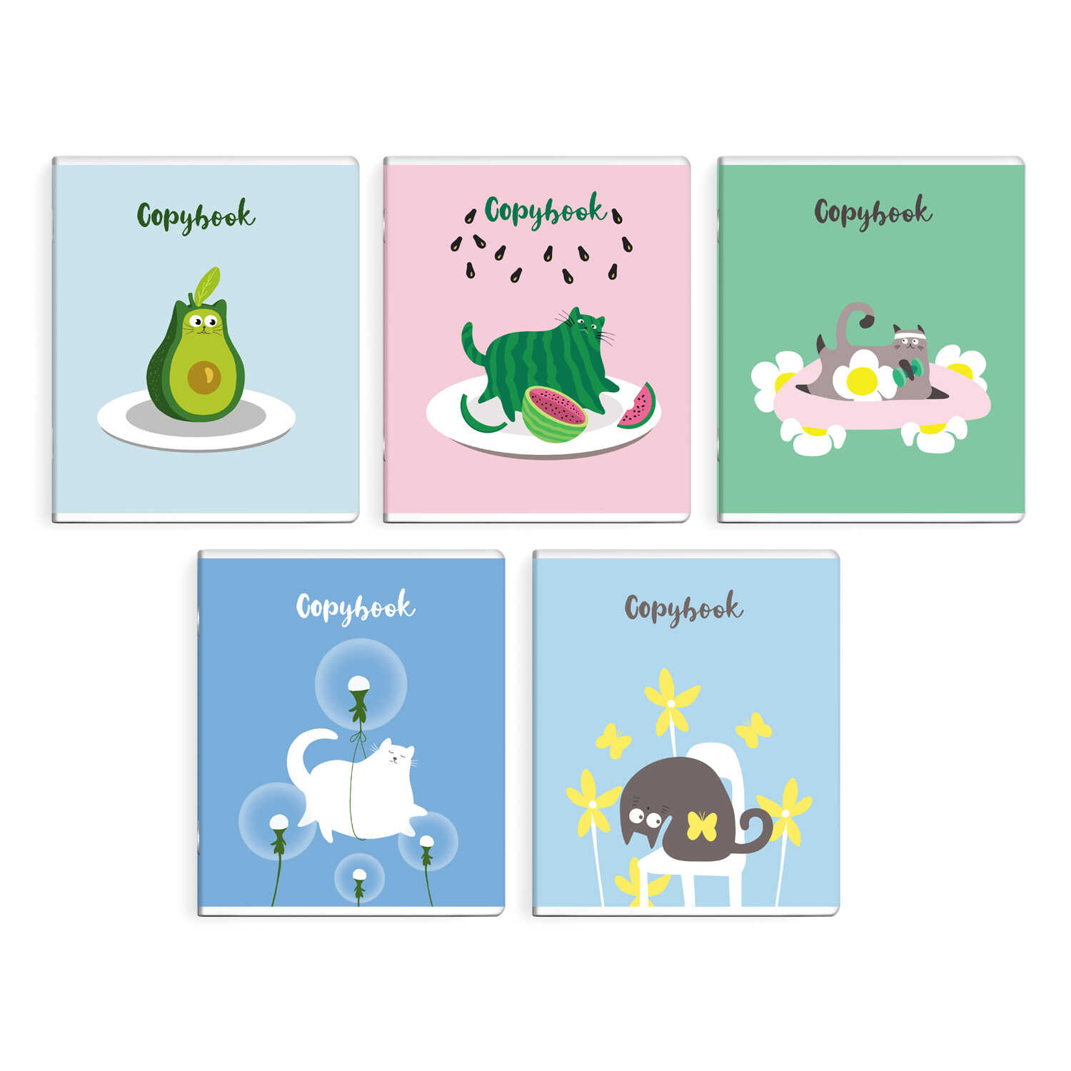 Тетрадь А5 96л клетка ФЕНИКС Кошачьи мечты ассорти, арт. 56696