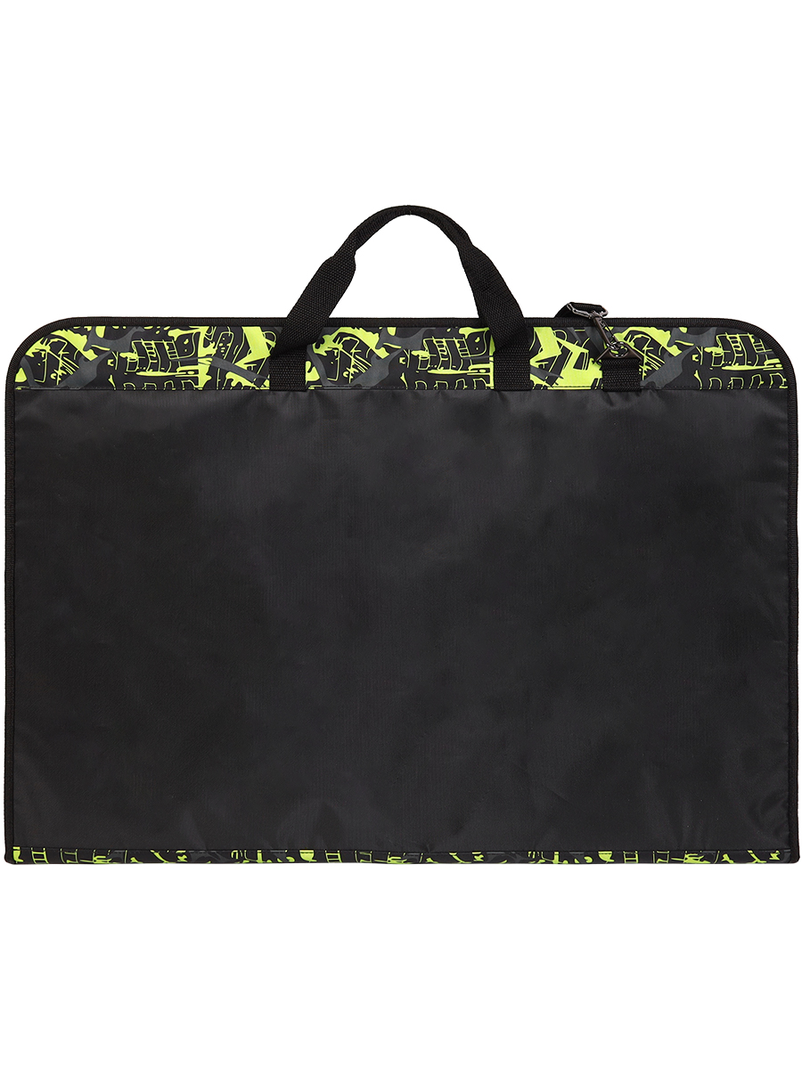 Папка для чертежей и рисунков с ручками текстиль А2 ПРОФ-ПРЕСС зеленый/черный , арт. ПХ-2997