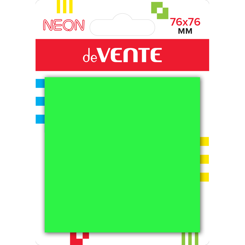 Закладки с клеевым краем пластиковые 76*76мм 50л deVENTE салатовые неон , арт. 2011332
