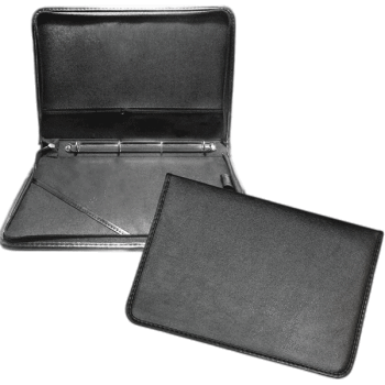 Папка для документов ATTOMEX Optima искусственная кожа на молнии с кольцами черная, арт. 1040508