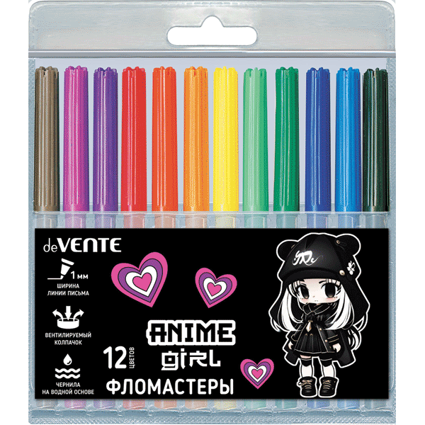 Фломастеры 12цветов deVENTE Anime Girl, арт. 5081419