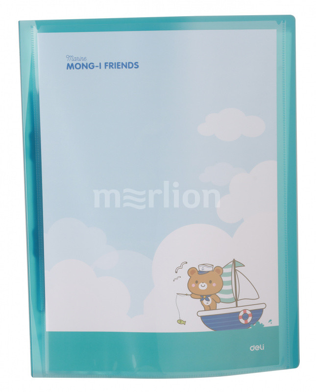 Папка с мультифорами 10стр DELI голубая +карман, арт. EB02832