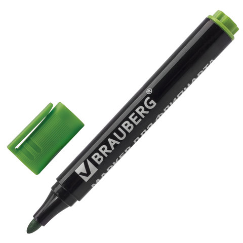 Маркер для флипчарта зеленый 2,5мм BRAUBERG непропитывающий, арт. 151256
