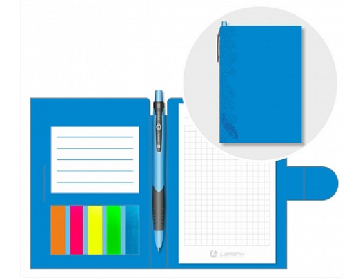 Блокнот-органайзер А6 синий LAMARK ( шарик ручка+закладки) , арт. NB0104