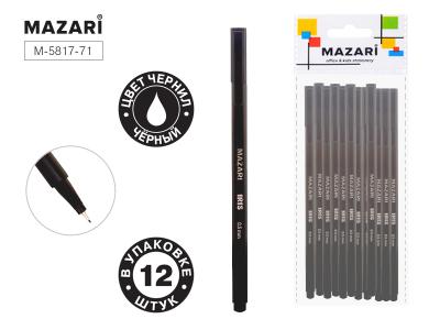 Ручка капиллярная черная 0,5 MAZARI Iris корпус черный трехгранный, арт. M-5817-71