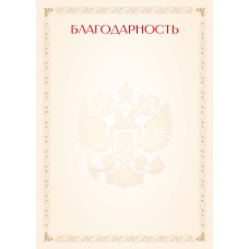 Благодарность 9303 КВАДРА с Российской символикой, арт. 9303