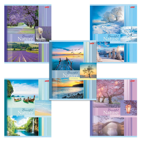 Тетрадь А5 48л клетка ХАТБЕР Beautiful nature ассорти, арт. 48Т5В1