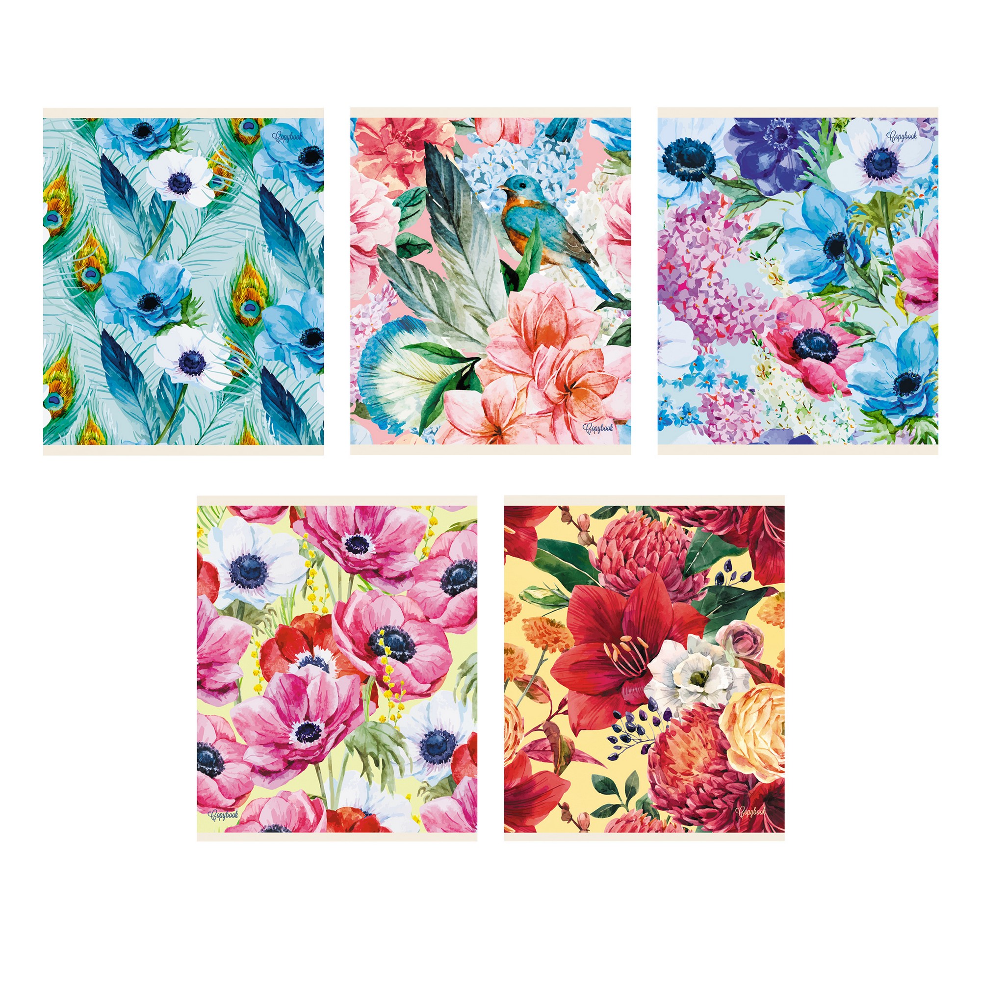 Тетрадь А5 96л клетка UNNIKA Акварельные цветы ассорти, арт. ТБ966713