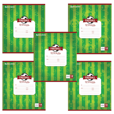 Тетрадь А5 18л клетка BRAUBERG Футбол, арт. 402991