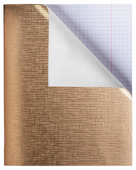 Тетрадь А5 48л клетка ХАТБЕР бумвинил Metallic золото, арт. 48Т5бвВ1