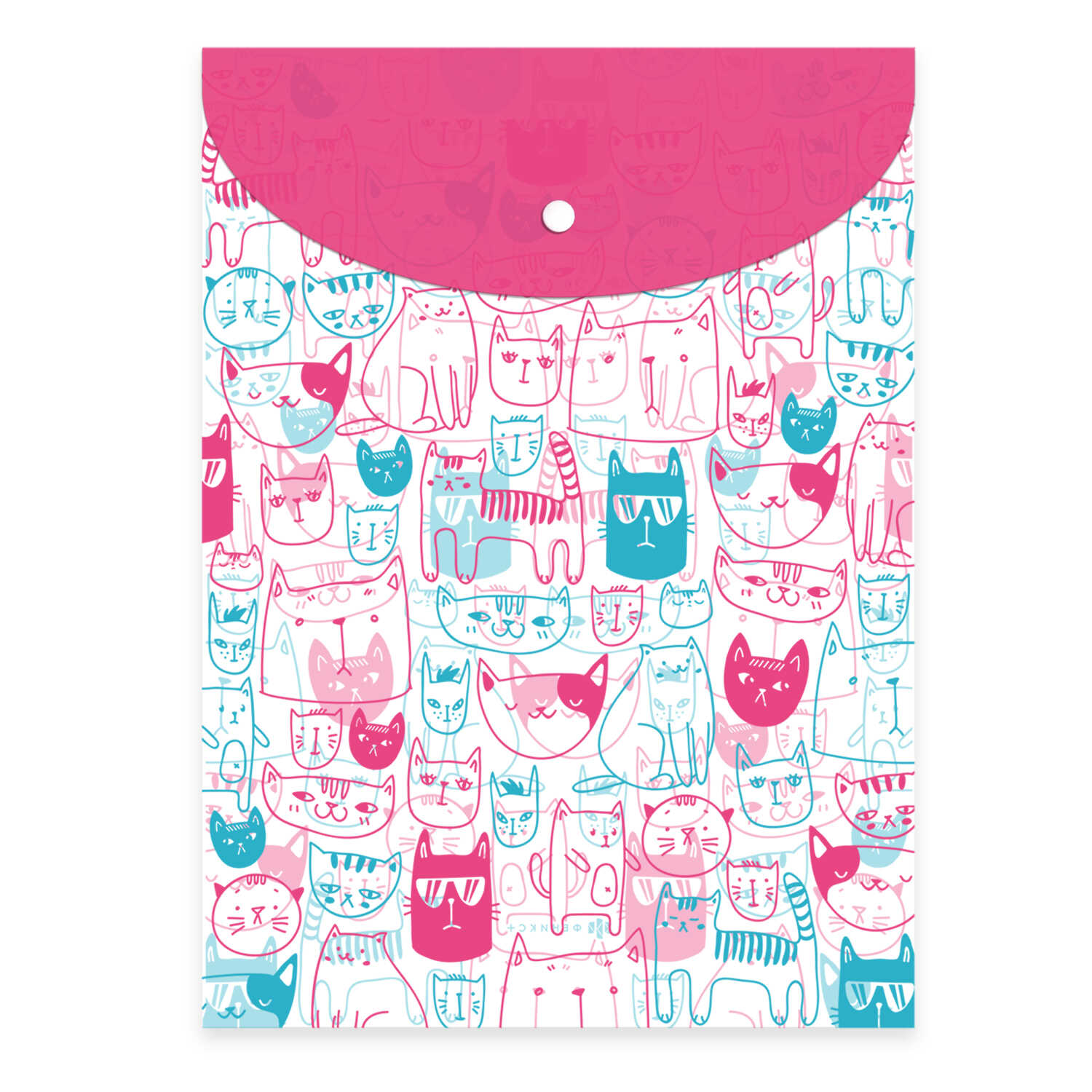 Папка конверт на кнопке А4 ФЕНИКС Коты вертикальная, арт. 53480