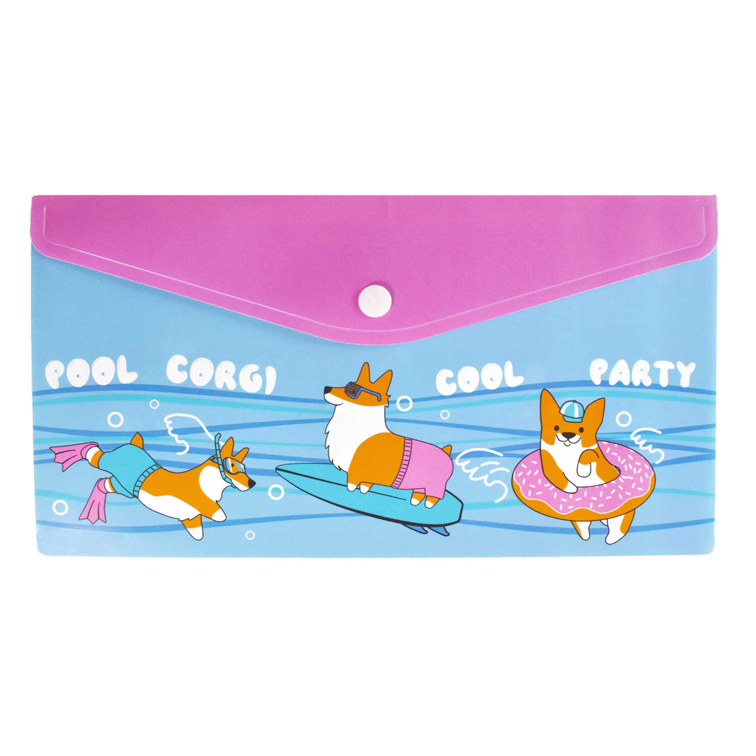 Папка конверт на кнопке 260*140 ФЕНИКС Корги, арт. 53211