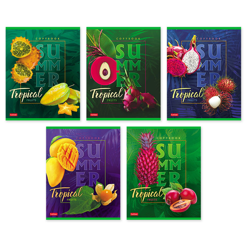 Тетрадь А5 80л клетка ХАТБЕР Тропическое лето ассорти, арт. 80Т5В1