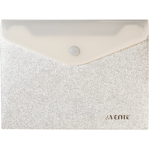 Папка конверт на кнопке А6 350мкм deVENTE Glitter Shine с блестками серебро, арт. 3071069