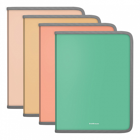 Папка для тетрадей А4+ на молнии 1 отделение ERICH KRAUSE Matt Powder ассорти, арт. 55025