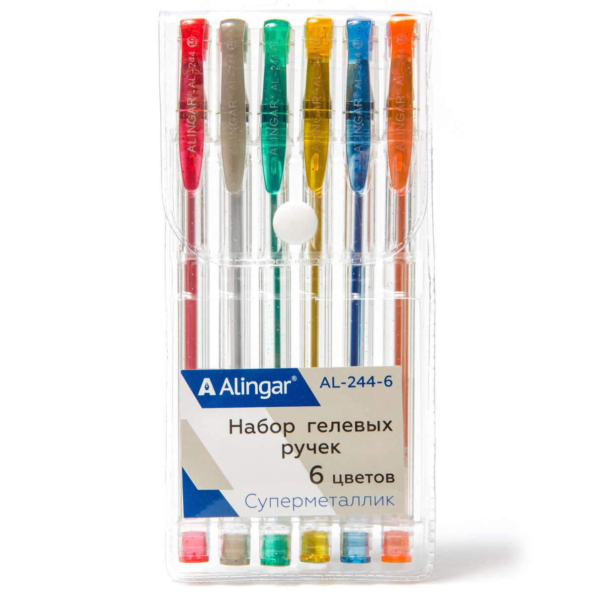 Ручки в наборе гелевые  6цв ALINGAR Металлик, арт. AL244-6
