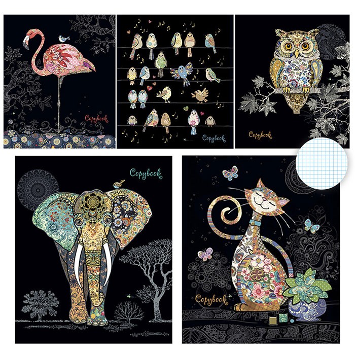 Тетрадь А5 96л клетка ПЗБМ Багарт-микс ассорти, арт. 027334